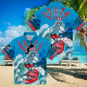 Cool Miami Marlins Baseball Hawaiian Shirt   Surfing Skeleton Design for Fans
