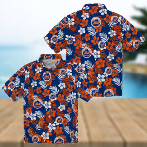 Shop New York Mets Floral Blue Hawaiian Shirt Perfect MLB Tropical Aloha Shirt for Vacation