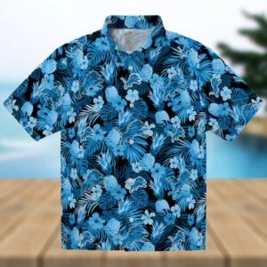 Detroit Lions Floral Pineapple Blue Hawaiian Shirt