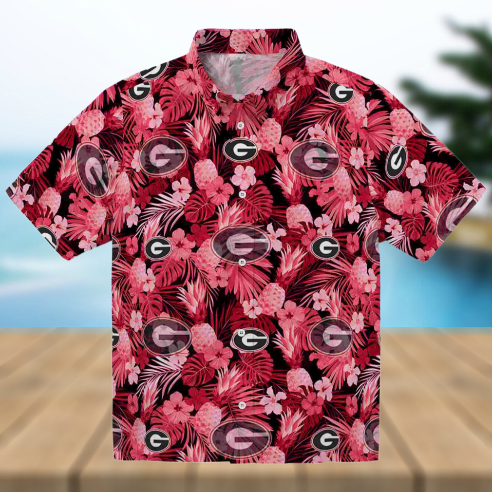 Georgia Bulldogs Floral Pineapple Red Hawaiian Shirt Georgia Bulldogs Floral Pineapple Red Hawaiian Shirt