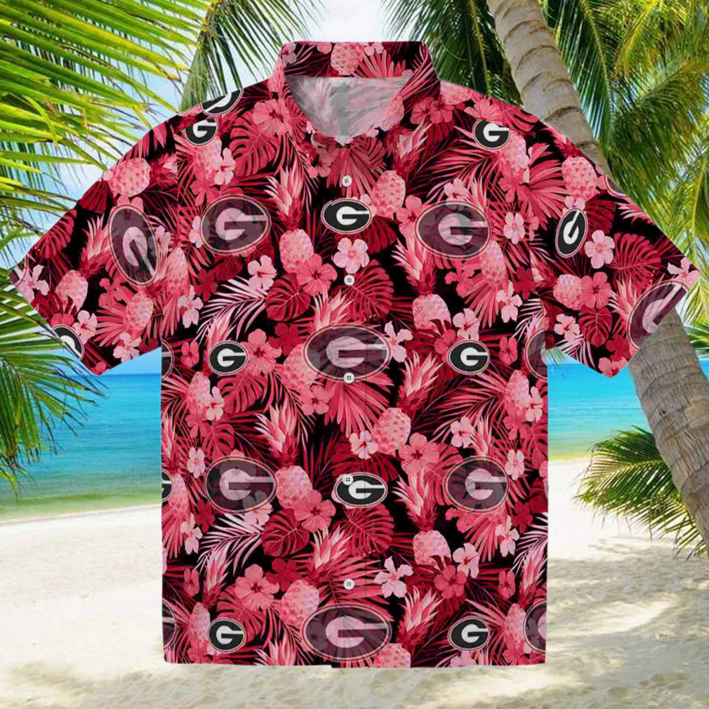 Georgia Bulldogs Floral Pineapple Red Hawaiian Shirt Georgia Bulldogs Floral Pineapple Red Hawaiian Shirt