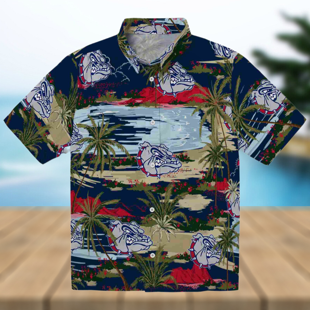 Gonzaga Bulldogs Palm Horizon Blue Hawaiian Shirt Gonzaga Bulldogs Palm Horizon Blue Hawaiian Shirt