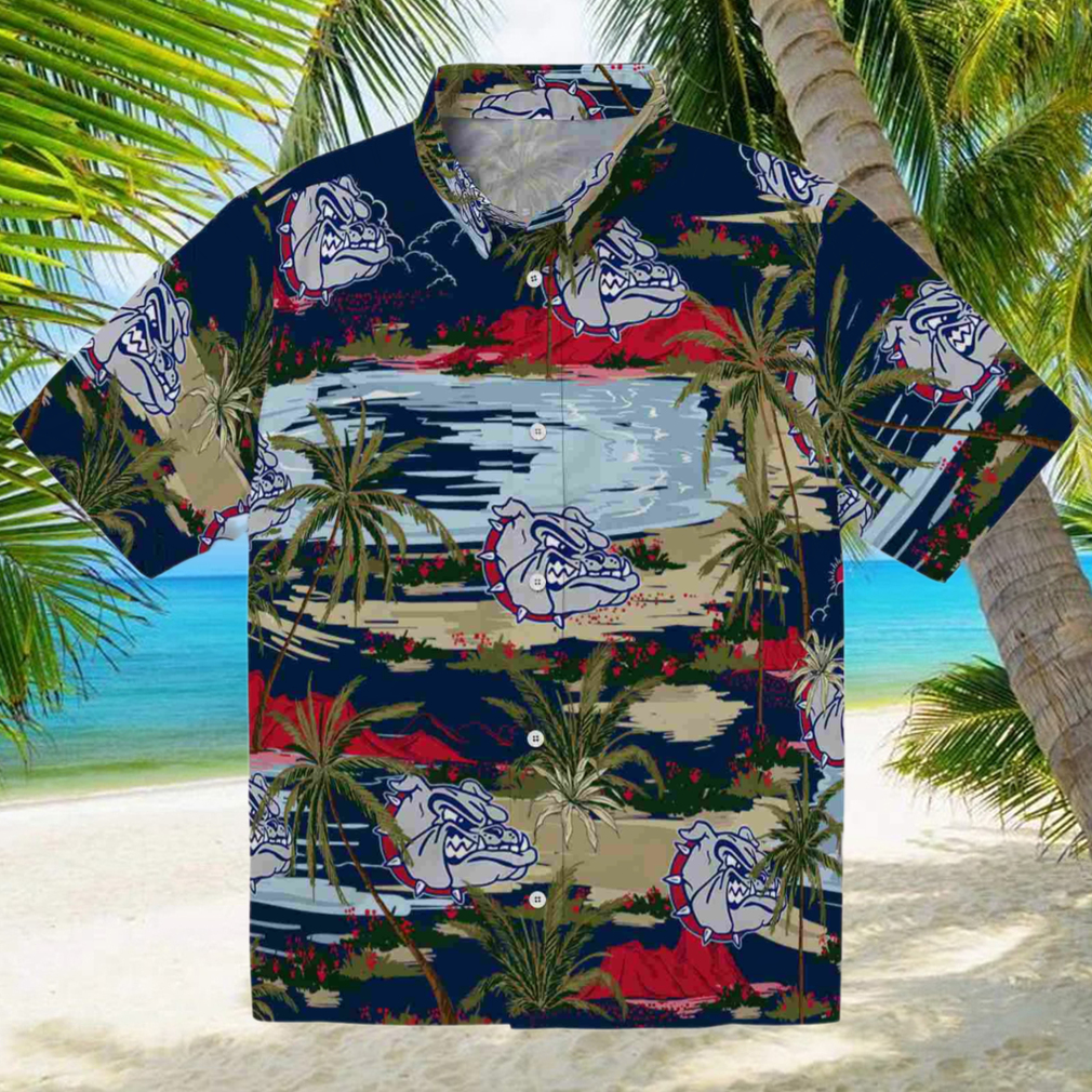 Gonzaga Bulldogs Palm Horizon Blue Hawaiian Shirt Gonzaga Bulldogs Palm Horizon Blue Hawaiian Shirt