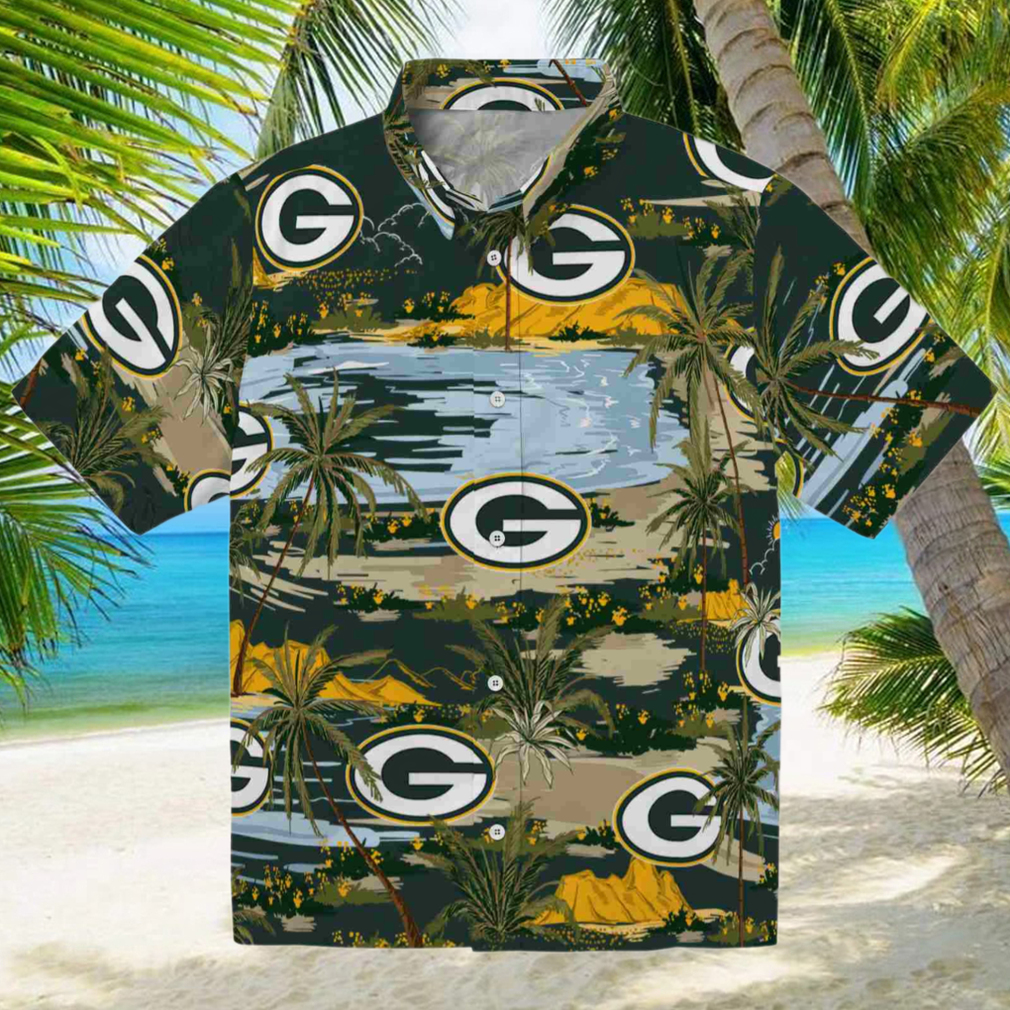 Green Bay Packers Palm Horizon Green Hawaiian Shirt Green Bay Packers Palm Horizon Green Hawaiian Shirt