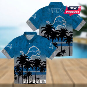 Custom Detroit Lions Sunset Style Hawaiian Shirt