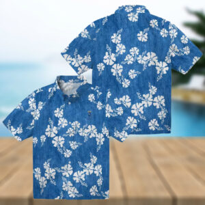 Official Kansas City Royals Blue Hawaiian Shirt Floral Hibiscus Short Sleeve