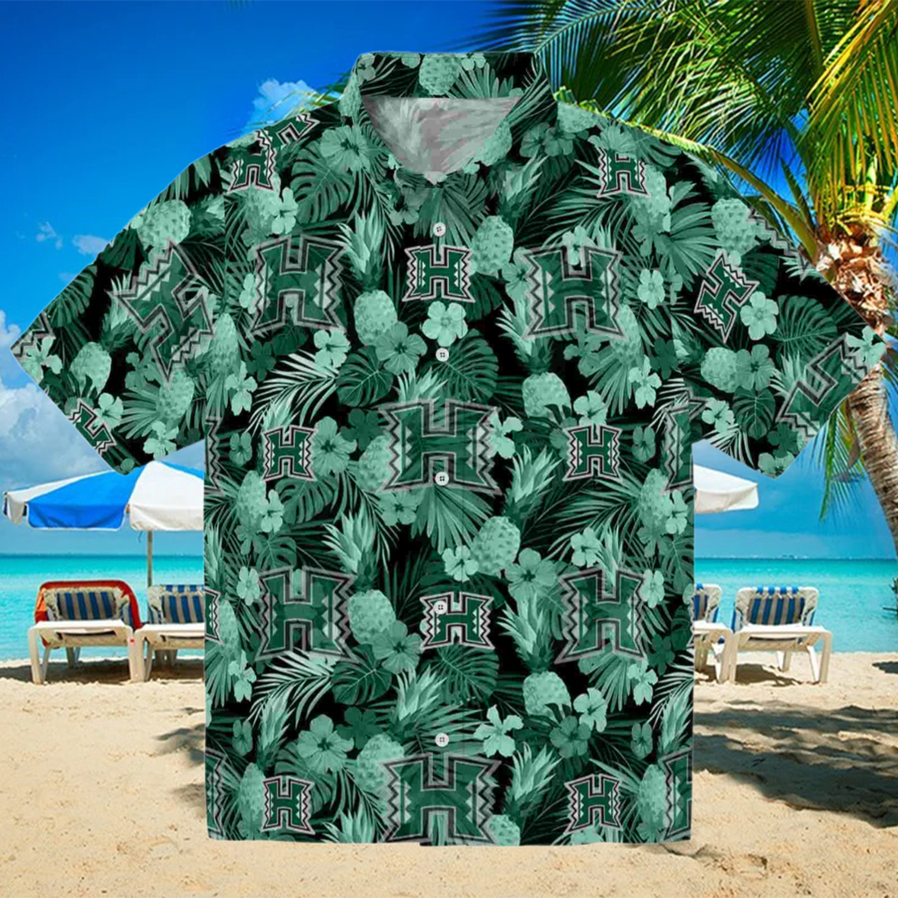 Hawaii Rainbow Warriors Floral Pineapple Green Hawaiian Shirt Hawaii Rainbow Warriors Floral Pineapple Green Hawaiian Shirt
