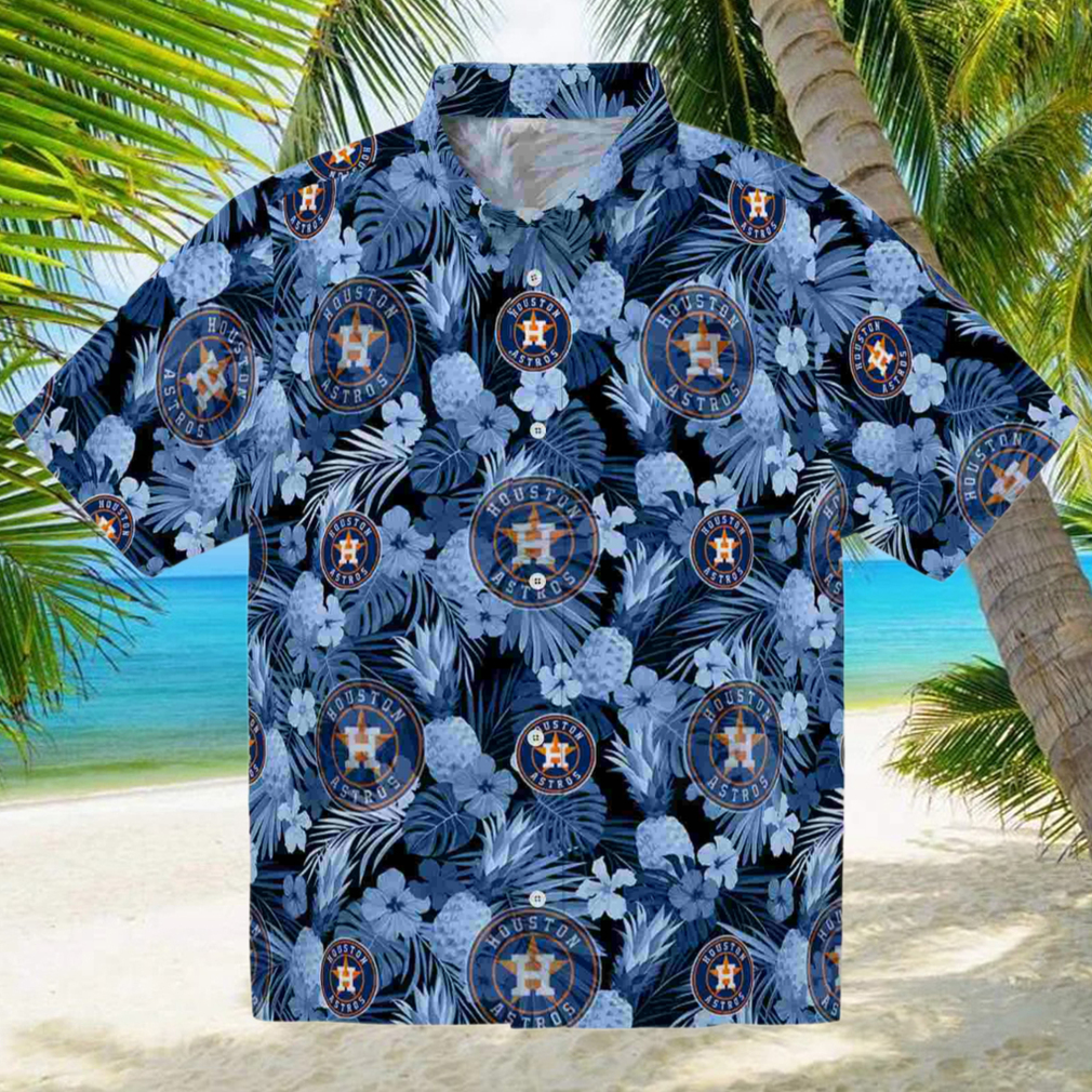 Houston Astros Floral Pineapple Blue Hawaiian Shirt Houston Astros Floral Pineapple Blue Hawaiian Shirt