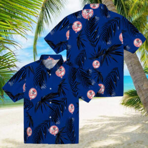 Best New York Yankees Beach Hawaiian Shirt Navy Palm Leaf Summer Fan Clothing Sunflowe