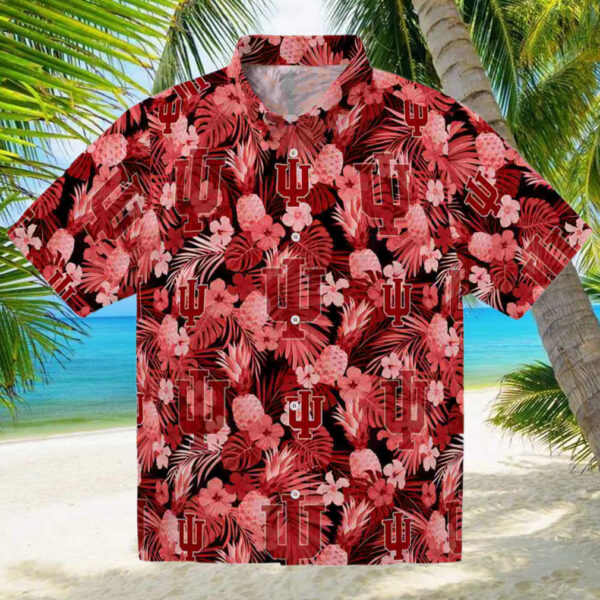 Indiana Hoosiers Floral Pineapple Red Hawaiian Shirt