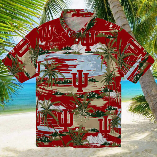 Indiana Hoosiers Palm Horizon Red Hawaiian Shirt