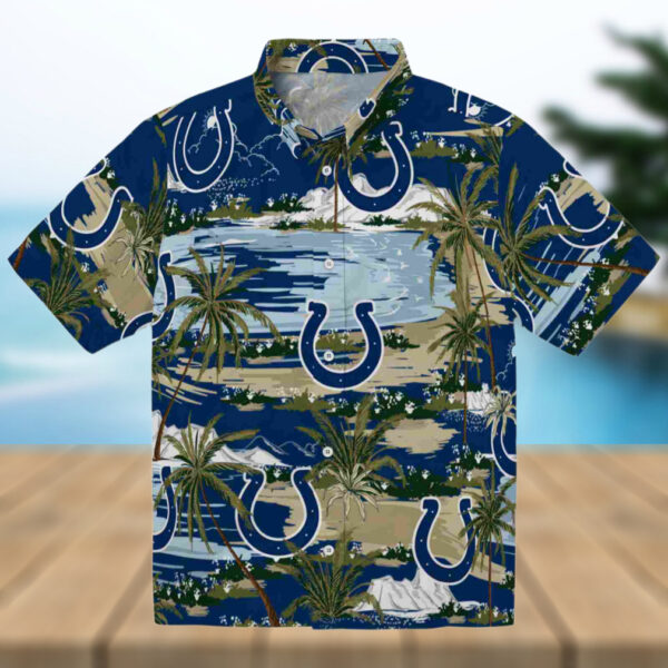 Indianapolis Colts Palm Horizon Blue Hawaiian Shirt