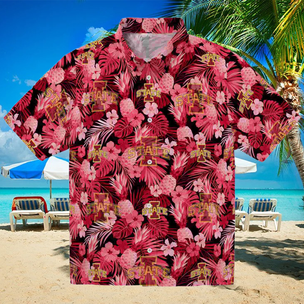Iowa State Cyclones Floral Pineapple Red Hawaiian Shirt Iowa State Cyclones Floral Pineapple Red Hawaiian Shirt