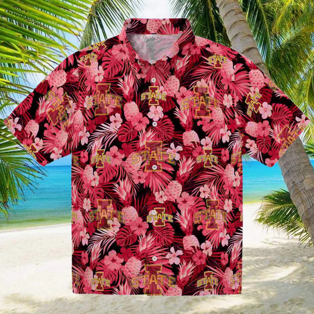 Iowa State Cyclones Floral Pineapple Red Hawaiian Shirt Iowa State Cyclones Floral Pineapple Red Hawaiian Shirt