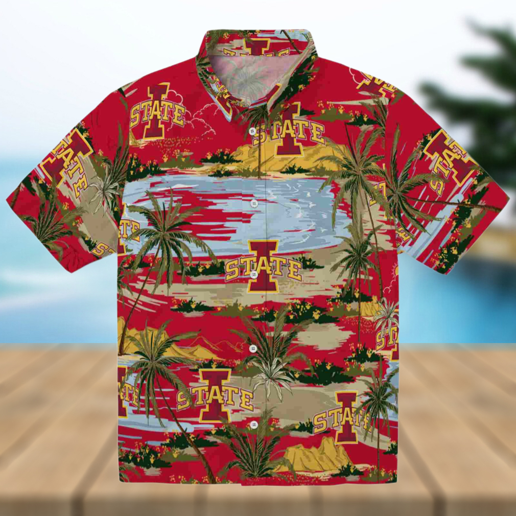 Iowa State Cyclones Palm Horizon Red Hawaiian Shirt Iowa State Cyclones Palm Horizon Red Hawaiian Shirt