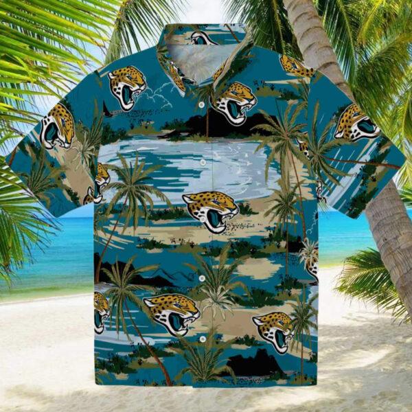 Jacksonville Jaguars Palm Horizon Teal Hawaiian Shirt