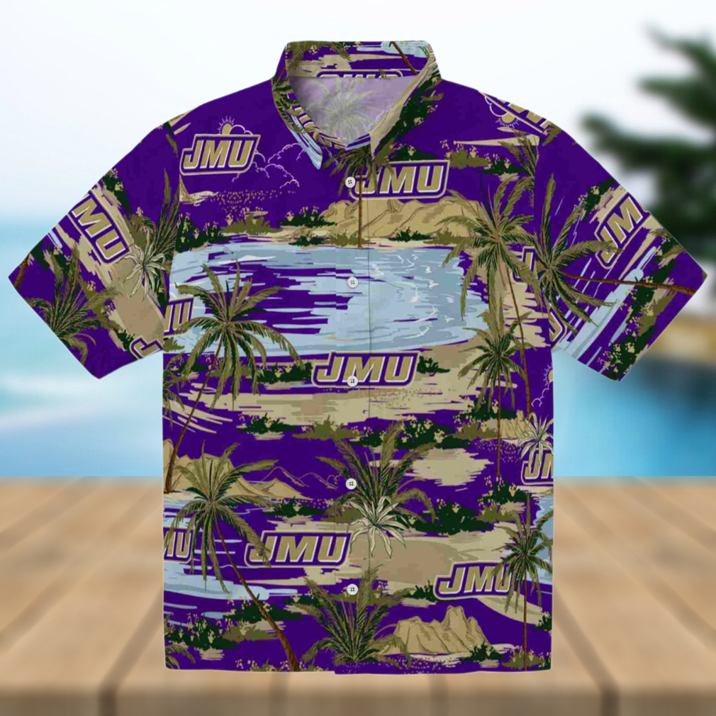 James Madison Dukes Palm Horizon Purple Hawaiian Shirt James Madison Dukes Palm Horizon Purple Hawaiian Shirt