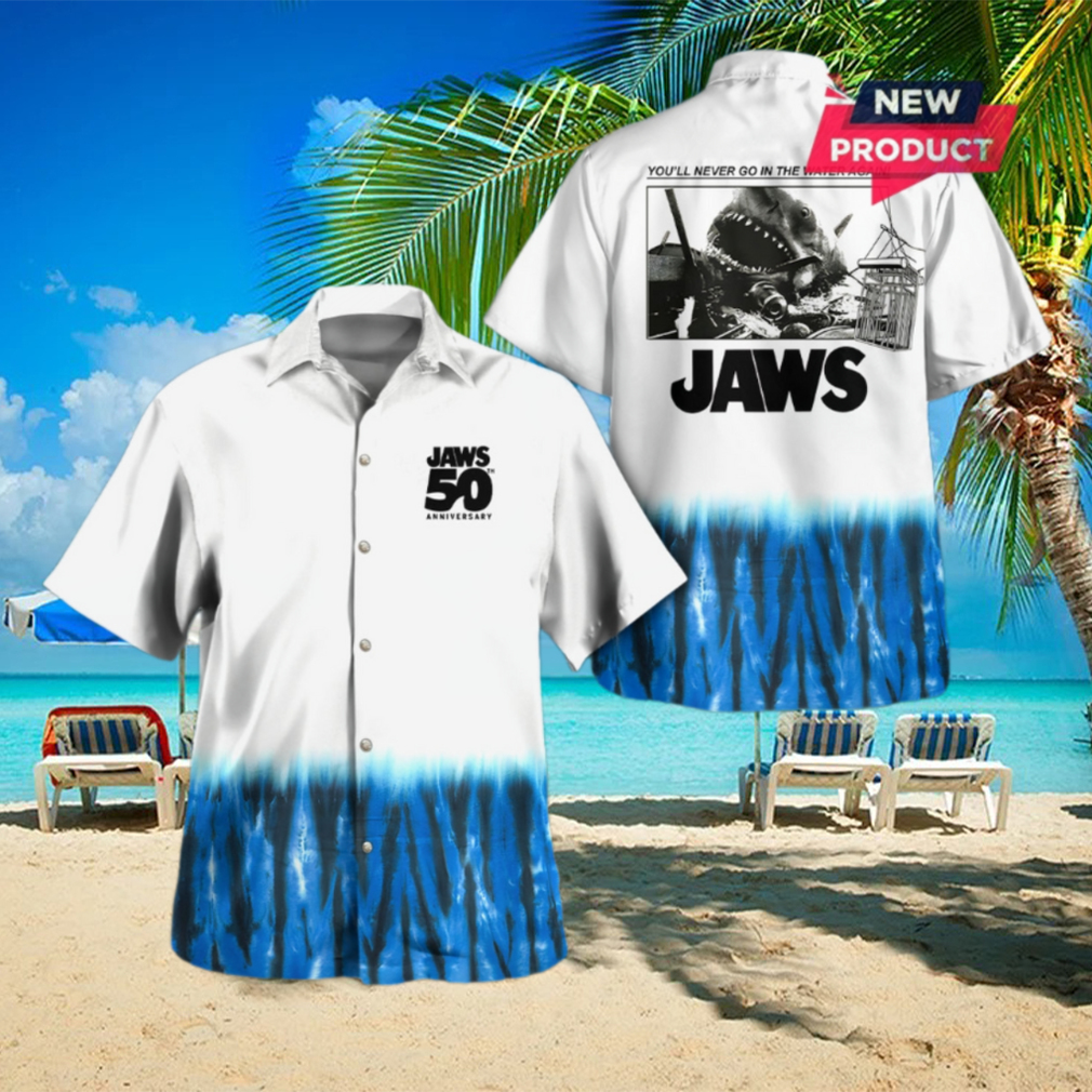 Jaws 50 Year Anniversary 3D Shark Hawaiian Shirt Jaws 50 Year Anniversary 3D Shark Hawaiian Shirt