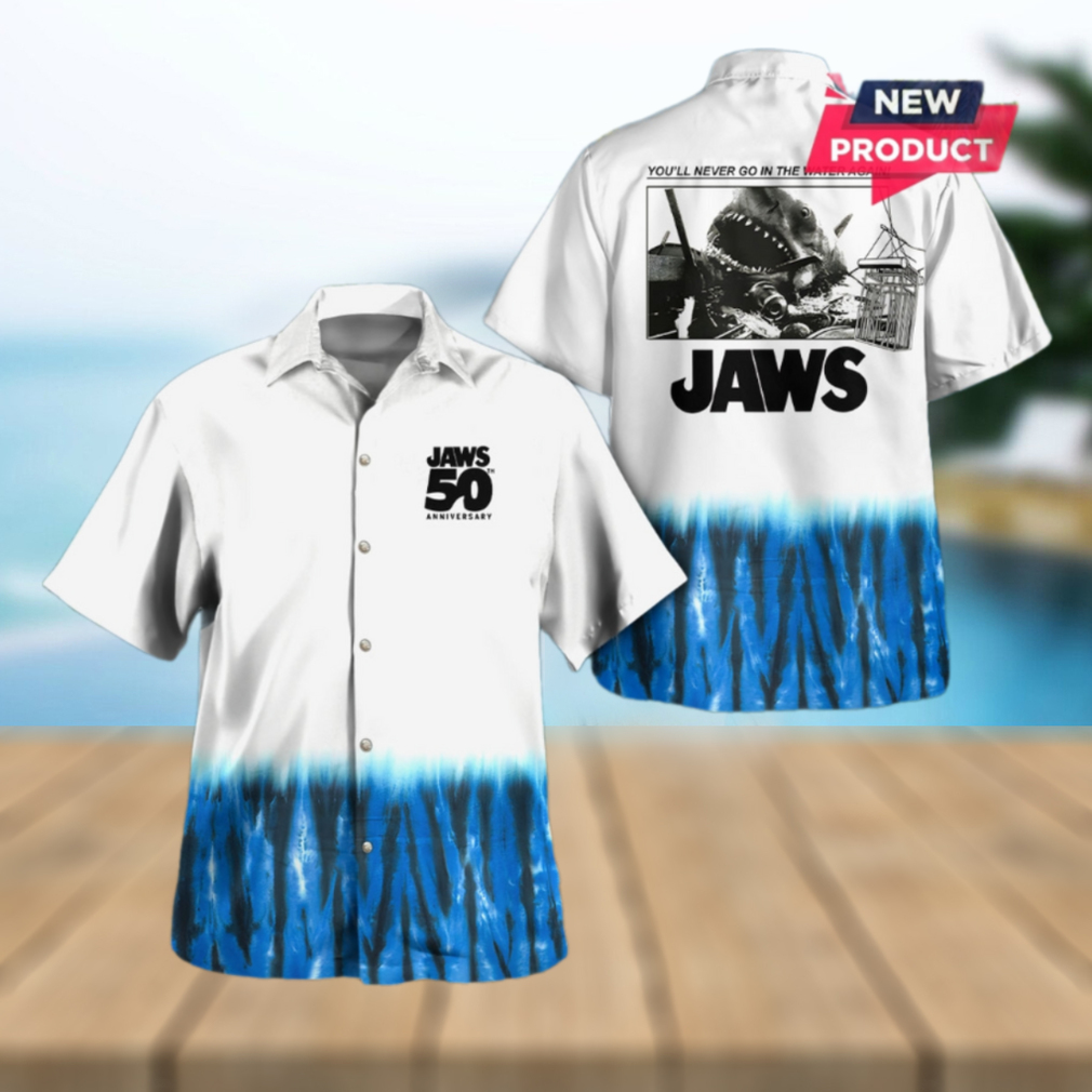 Jaws 50 Year Anniversary 3D Shark Hawaiian Shirt Jaws 50 Year Anniversary 3D Shark Hawaiian Shirt