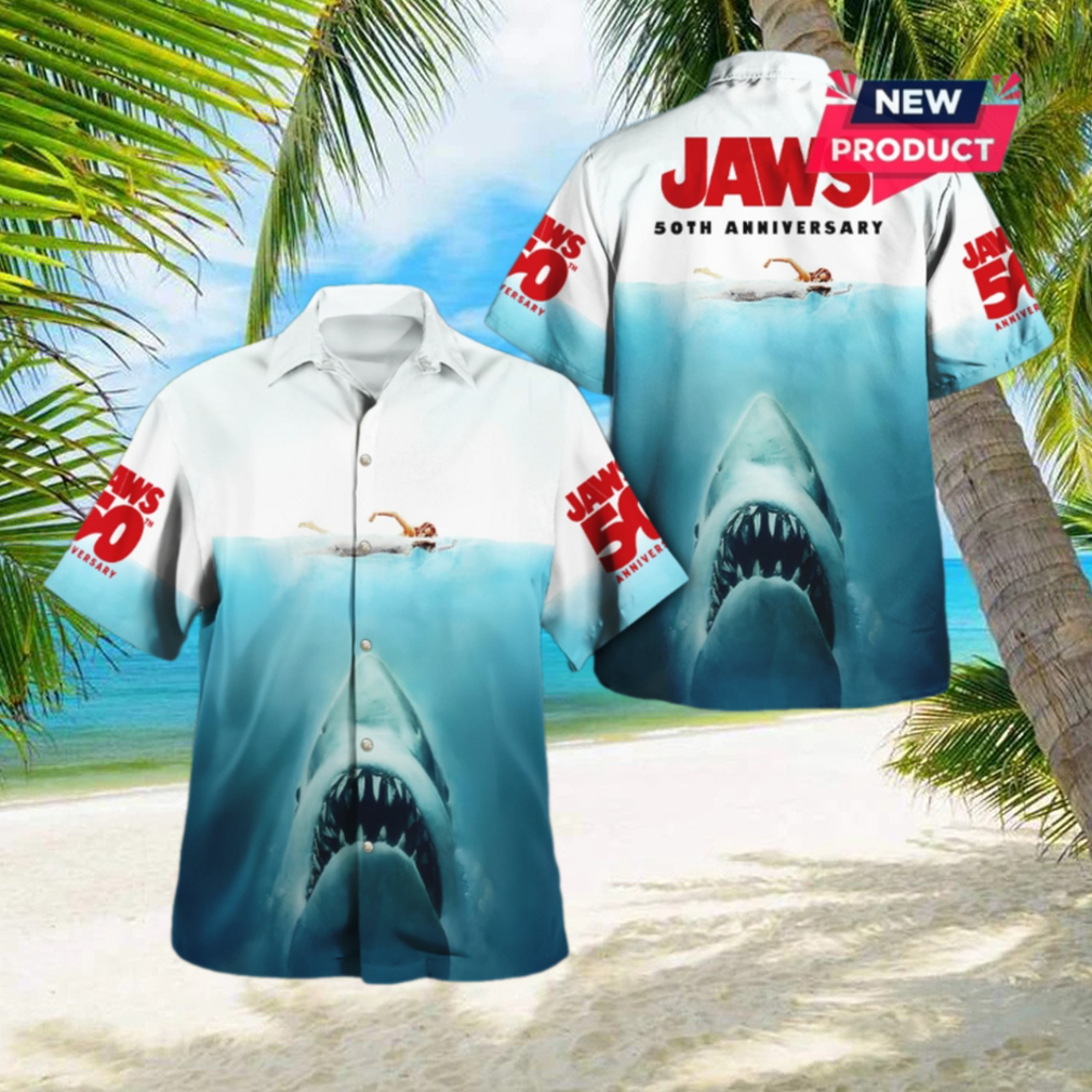 Jaws 50th Anniversary 2025 Summer Hawaiian Shirt Jaws 50th Anniversary 2025 Summer Hawaiian Shirt