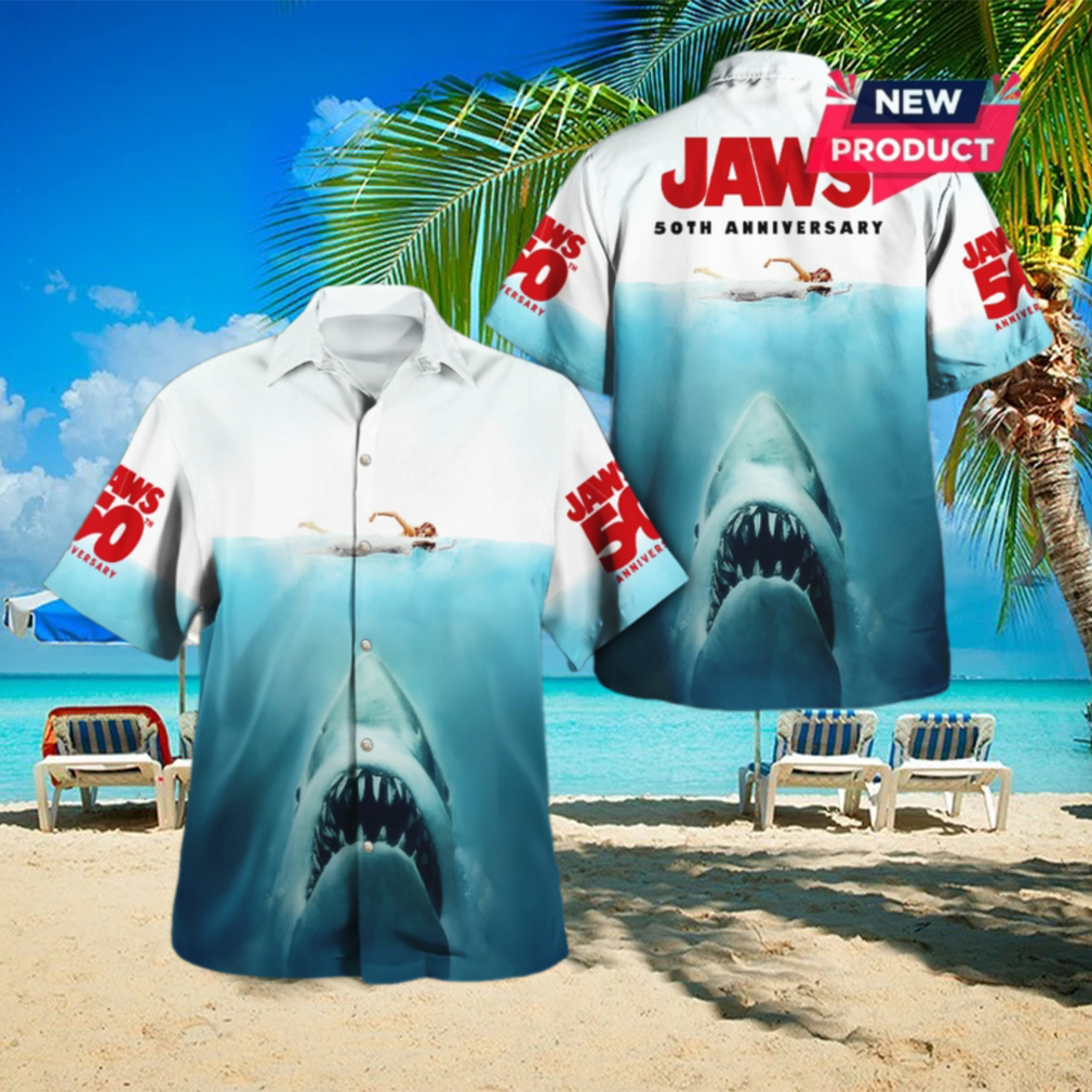 Jaws 50th Anniversary 2025 Summer Hawaiian Shirt Jaws 50th Anniversary 2025 Summer Hawaiian Shirt