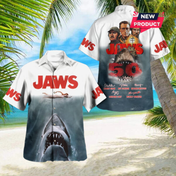 Jaws 50th Anniversary Signatures Hawaiian Shirt