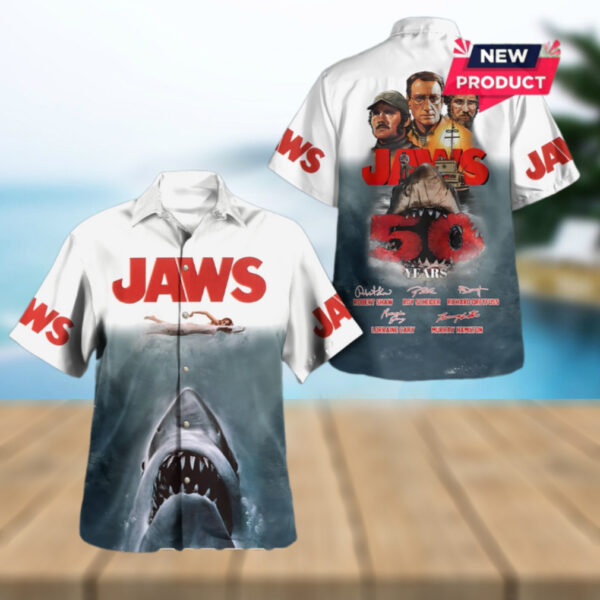 Jaws 50th Anniversary Signatures Hawaiian Shirt