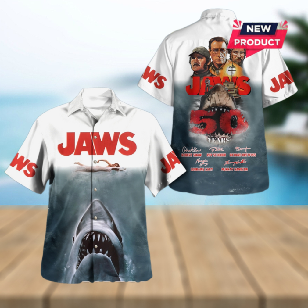 Jaws 50th Anniversary Signatures Hawaiian Shirt Jaws 50th Anniversary Signatures Hawaiian Shirt