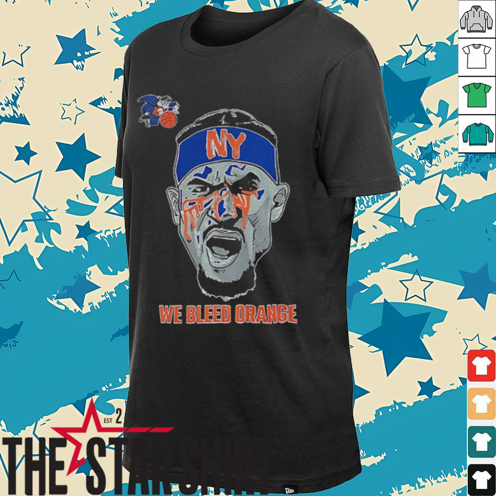 Josh Hart bloodied face New York Knicks We Bleed Orange cartoon shirt Josh Hart bloodied face New York Knicks We Bleed Orange cartoon shirt