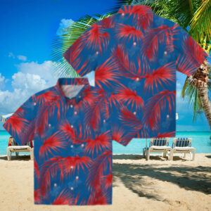 Tropical Palm Leaf Dodgers Hawaiian Shirt   Official MLB Summer Apparel