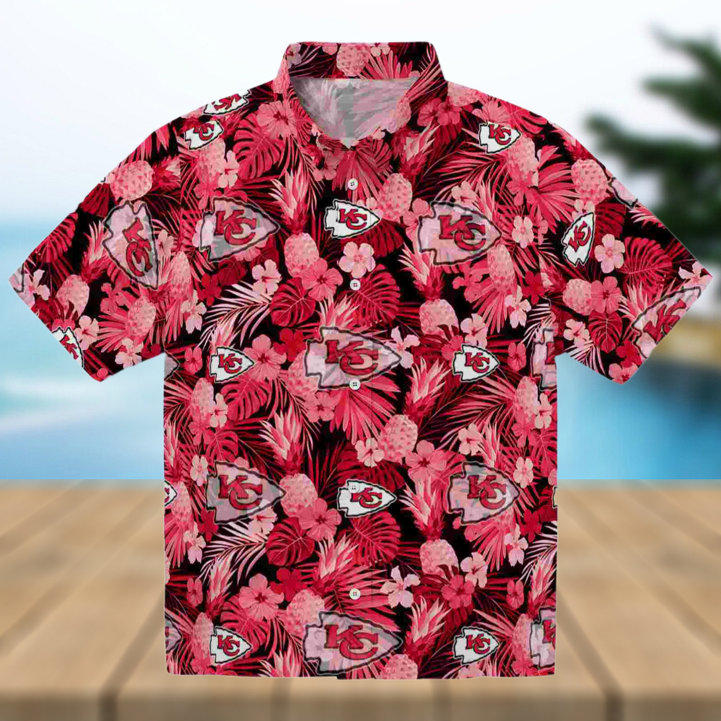 Kansas City Chiefs Floral Pineapple Red Hawaiian Shirt Kansas City Chiefs Floral Pineapple Red Hawaiian Shirt