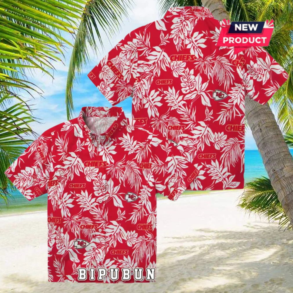 Kansas City Chiefs Tropical Leaf Hawaiian Shirt Kansas City Chiefs Tropical Leaf Hawaiian Shirt