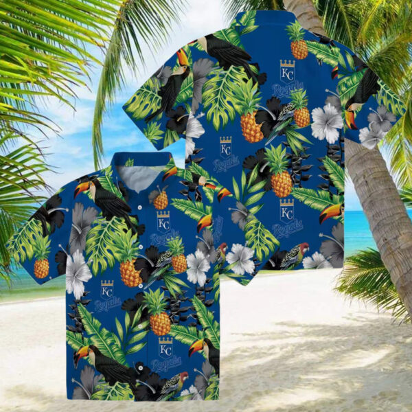 Kansas City Royals Baseball Hawaiian Shirt   Stylish Black Green Corn Design