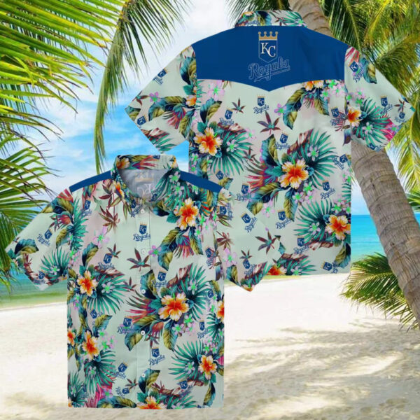 Kansas City Royals Game Day Hawaiian Shirt   Tropical Foliage Green Print