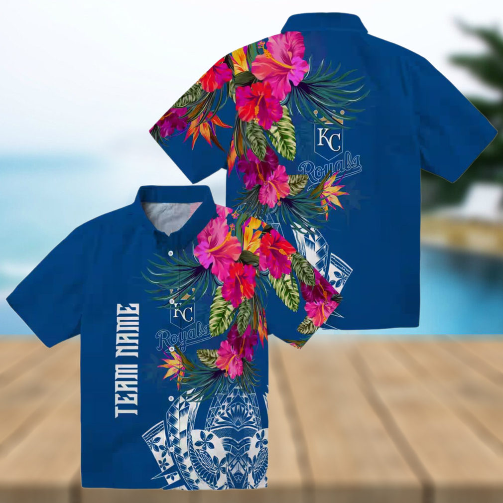 Kansas City Royals Hawaiian Button Up Shirt Polynesian Floral Vacation & Casual Wear Kansas City Royals Hawaiian Button Up Shirt Polynesian Floral Vacation & Casual Wear