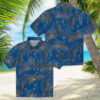 Los Angeles Dodgers Hawaiian Shirt   Tropical Patchwork Blue & Black Fan Apparel