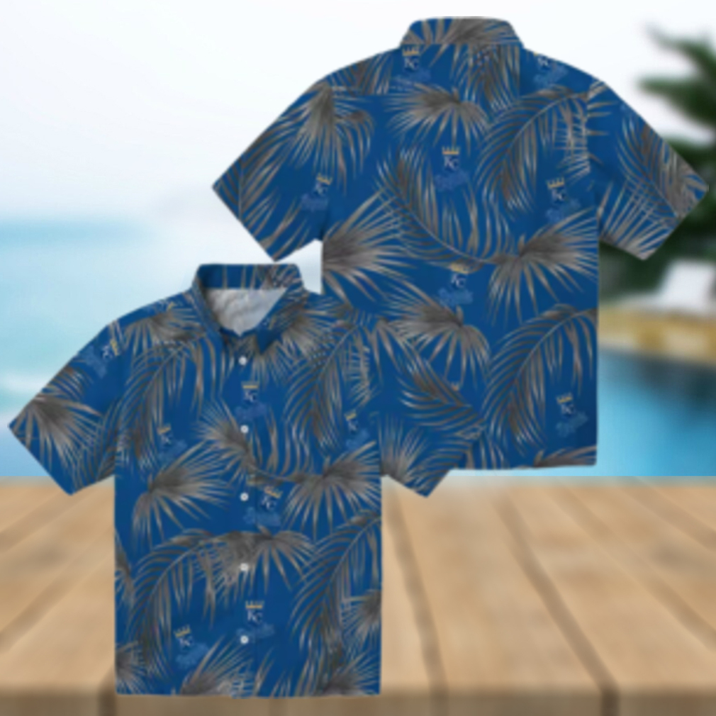 Kansas City Royals Leafy Palms Beach Vacation Shirt MLB Royal Blue Hawaiian Style Kansas City Royals Leafy Palms Beach Vacation Shirt MLB Royal Blue Hawaiian Style