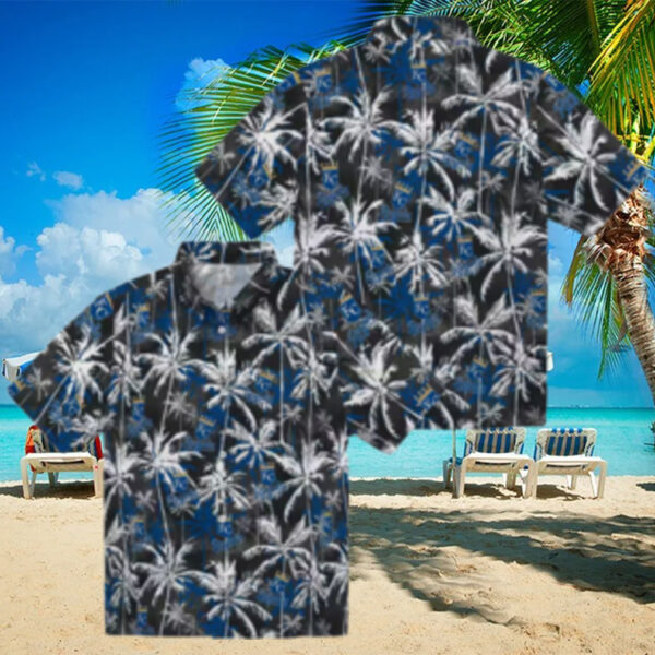 Kansas City Royals MLB Team Hawaiian Shirt   Blue & Black Palm Print