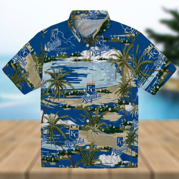 Kansas City Royals Palm Horizon Royal Blue Hawaiian Shirt