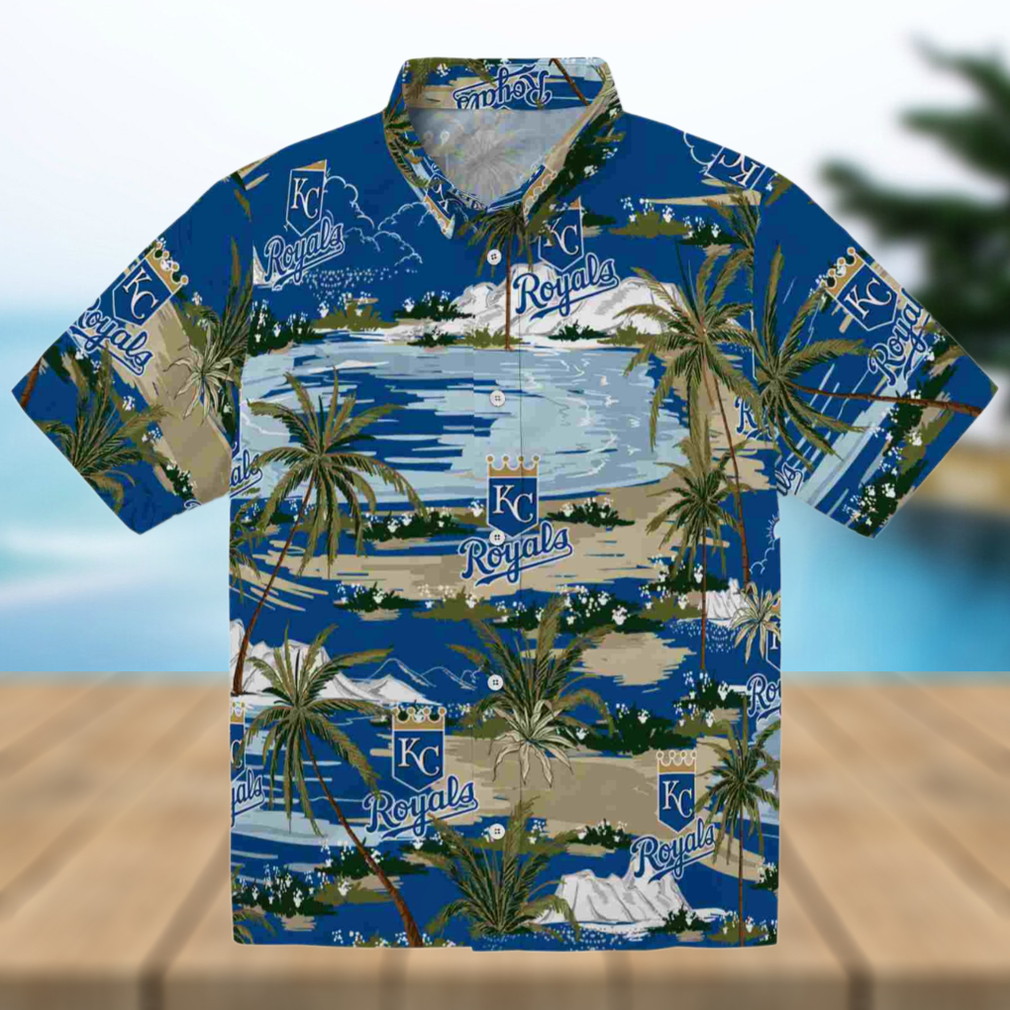 Kansas City Royals Palm Horizon Royal Blue Hawaiian Shirt Kansas City Royals Palm Horizon Royal Blue Hawaiian Shirt