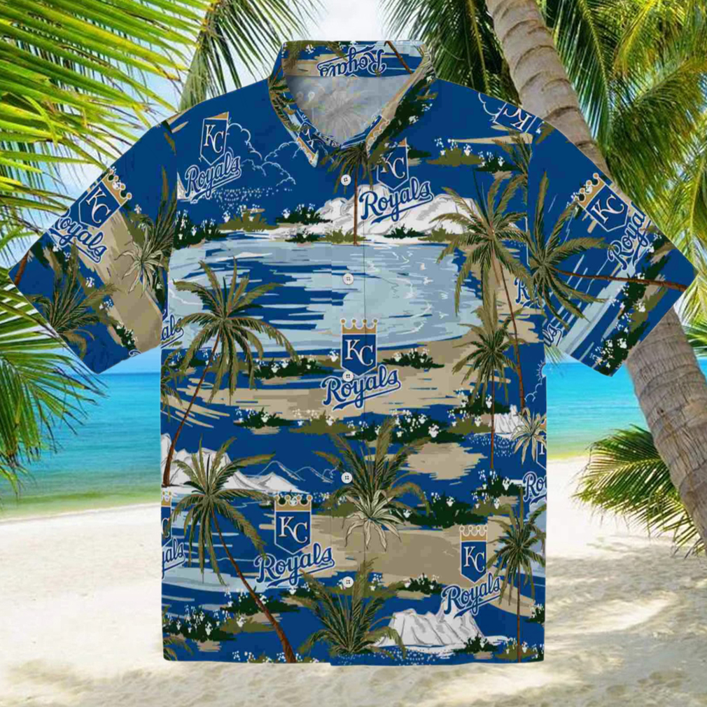 Kansas City Royals Palm Horizon Royal Blue Hawaiian Shirt Kansas City Royals Palm Horizon Royal Blue Hawaiian Shirt