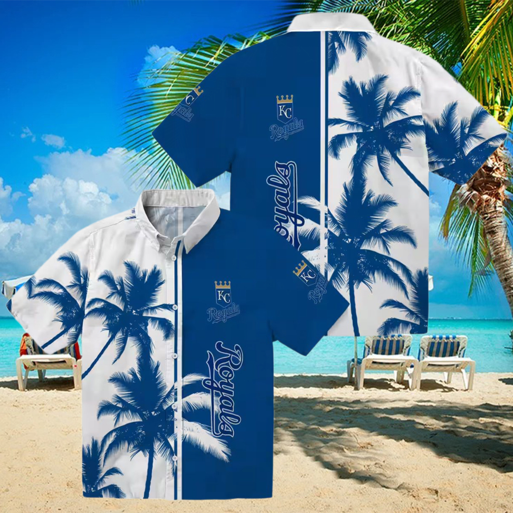 Kansas City Royals Royal Blue White Hawaiian Shirt for Men Palm Trees Summer Outfit Kansas City Royals Royal Blue White Hawaiian Shirt for Men Palm Trees Summer Outfit