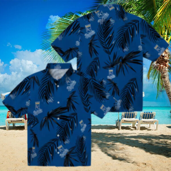 Kansas City Royals Summer Aloha Hawaiian Shirt   Palm Leaf & Floral MLB Apparel