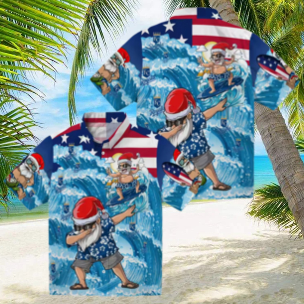 Kansas City Royals Summer Hawaiian Shirt Surfing Santa Blue Baseball Fans Kansas City Royals Summer Hawaiian Shirt Surfing Santa Blue Baseball Fans