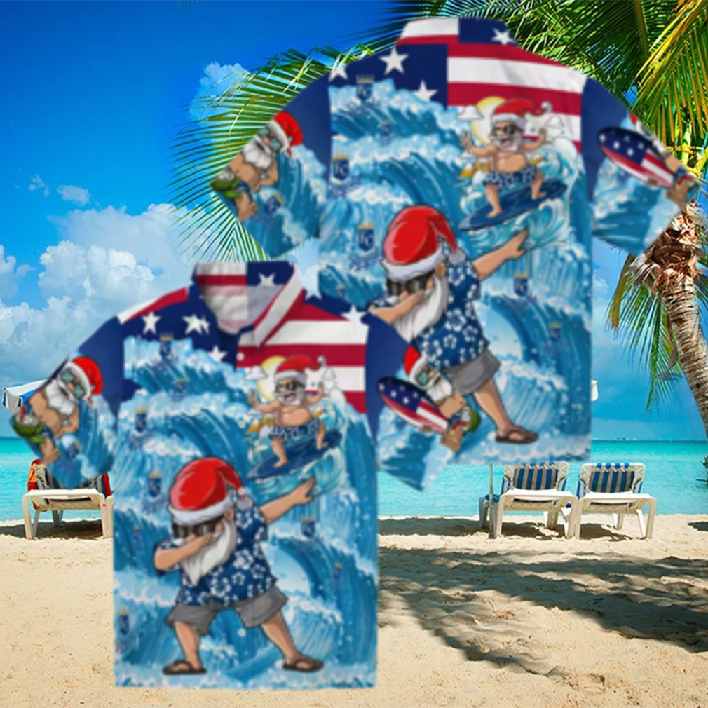 Kansas City Royals Summer Hawaiian Shirt Surfing Santa Blue Baseball Fans Kansas City Royals Summer Hawaiian Shirt Surfing Santa Blue Baseball Fans