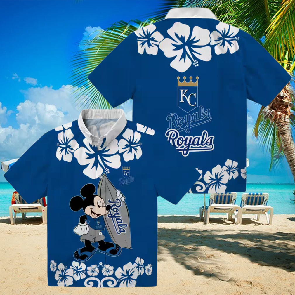 Kansas City Royals Surfing Mickey Hawaiian Shirt Royal Blue Luau Party Outfit Kansas City Royals Surfing Mickey Hawaiian Shirt Royal Blue Luau Party Outfit