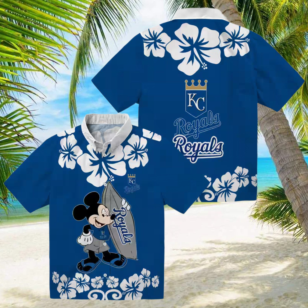 Kansas City Royals Surfing Mickey Hawaiian Shirt Royal Blue Luau Party Outfit Kansas City Royals Surfing Mickey Hawaiian Shirt Royal Blue Luau Party Outfit