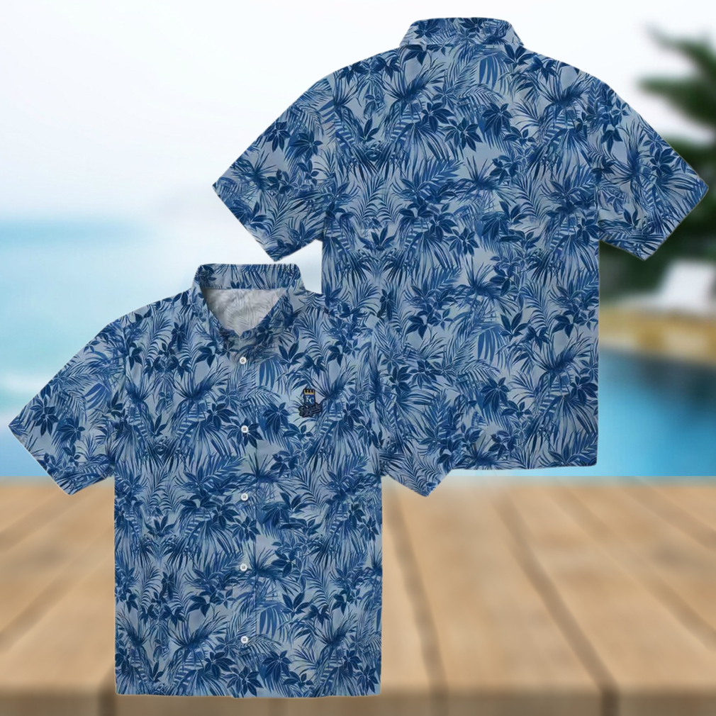 Kansas City Royals Tropical Button up Shirt Royal Blue Hawaiian Style for Beach & Party Kansas City Royals Tropical Button up Shirt Royal Blue Hawaiian Style for Beach & Party