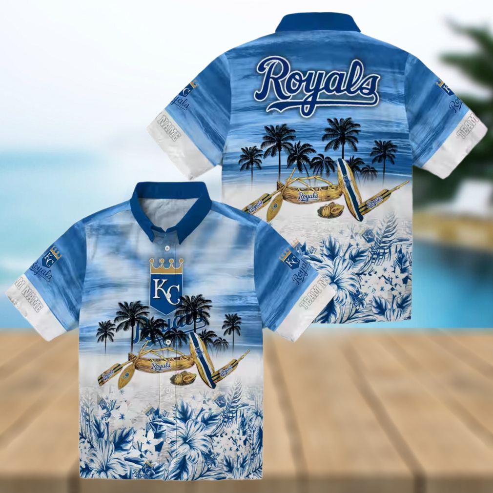Kansas City Royals Tropical Canoe Hawaiian Shirt Short Sleeve Button Up Summer Vacation Shirt Kansas City Royals Tropical Canoe Hawaiian Shirt Short Sleeve Button Up Summer Vacation Shirt
