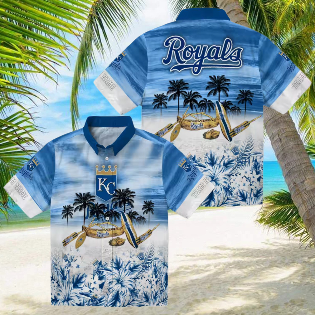 Kansas City Royals Tropical Canoe Hawaiian Shirt Short Sleeve Button Up Summer Vacation Shirt Kansas City Royals Tropical Canoe Hawaiian Shirt Short Sleeve Button Up Summer Vacation Shirt